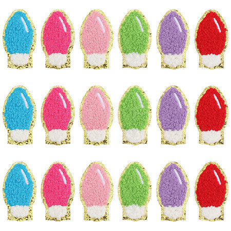 18Pcs 6 Colors Christmas Light Bulbs Polyester Embroidery Sew on Cloth Patches PATC-CA0001-35-1