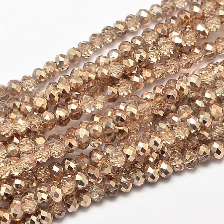 Faceted Rondelle Transparent Painted Glass Beads Strands X-DGLA-J001-C01-4mm-1