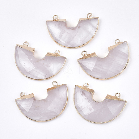 Electroplate Natural Quartz Crystal Semi Circle Pendants G-S344-42H-1