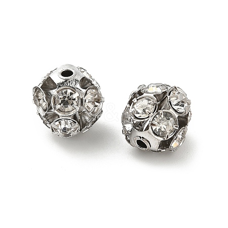 10mm Brass Crystal Rhinestone Beads KK-S519-01C-P-1