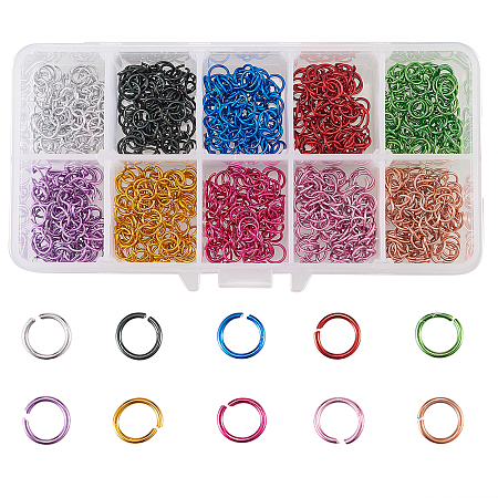 1000pcs 10 Colors Aluminum Jump Rings ALUM-CJ0001-20-1