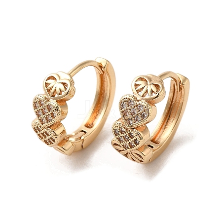 Brass Micro Pave Cubic Zirconia Hoop Earrings EJEW-C073-32KCG-1