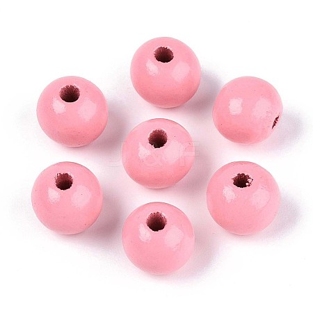 Spray Painted Round Natural Schima Wood Beads WOOD-A018-12mm-06-1