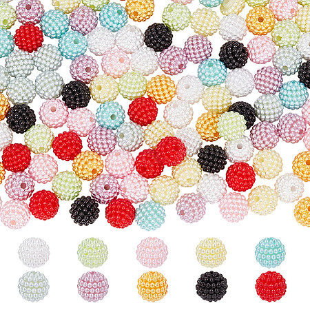  400Pcs 10 Colors Resin Imitation Pearl Beads RESI-NB0002-03-1