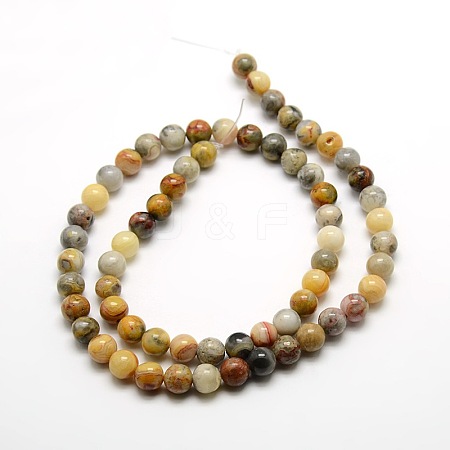 Round Natural Crazy Agate Beads Strands G-P058B-01-1