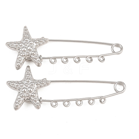 Starfish 304 Stainless Steel Safety Pins Brooch Findings SA-CBA098D-16D-P05-1