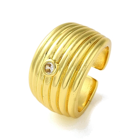 Brass with Cubic Zirconia Rings RJEW-B057-01G-03-1