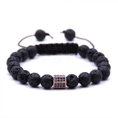 Natural Lava Rock Braided Bead Bracelets TW4699-1-1