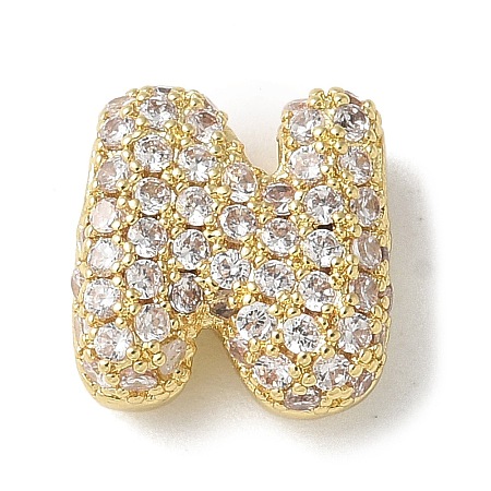 Brass Micro Pave Cubic Zirconia Beads KK-P290-61G-N-1