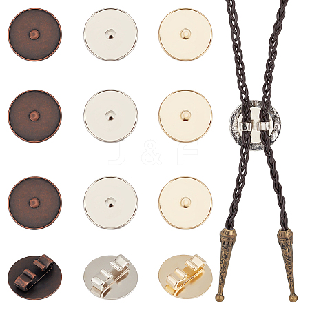   12Pcs 3 Styles Alloy Bolo Tie Slides Clasp Cabochon Settings FIND-PH0018-03-1
