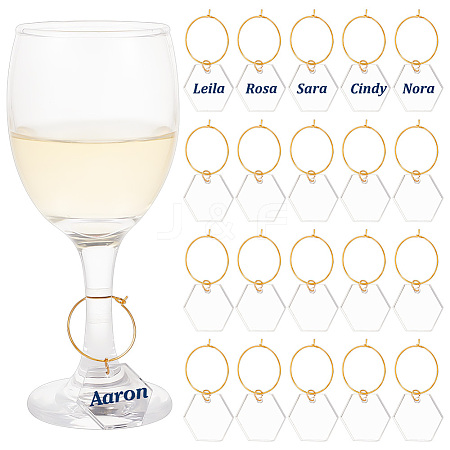 Transparent Acrylic Hexagon Wine Glass Charms AJEW-AB00113-1