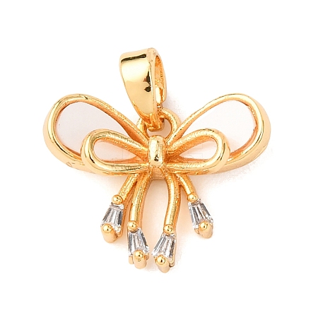 Brass Micro Pave Clear Cubic Zirconia Pendants KK-C249-03G-1