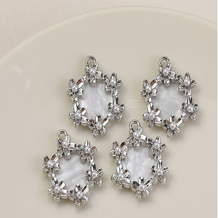 White Series Love Bow Alloy Acrylic Pendant PALLOY-WH0115-01P-01-1