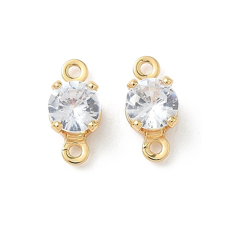 Brass Pave Clear Cubic Zirconia Connector Charms KK-Z136-54A-G-1