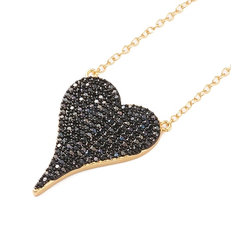 Brass Micro Pave Cubic Zirconia Heart Pendant Necklaces NJEW-Z003-01B-1