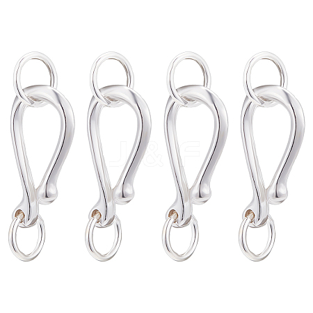 CHGCRAFT 4 Sets 925 Sterling Silver S Shape Clasps STER-CA0001-04-1