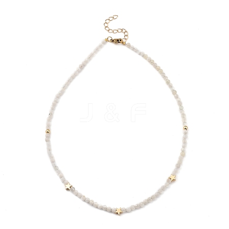 Natural Rainbow Moonstone Beaded Necklaces NJEW-JN02985-01-1