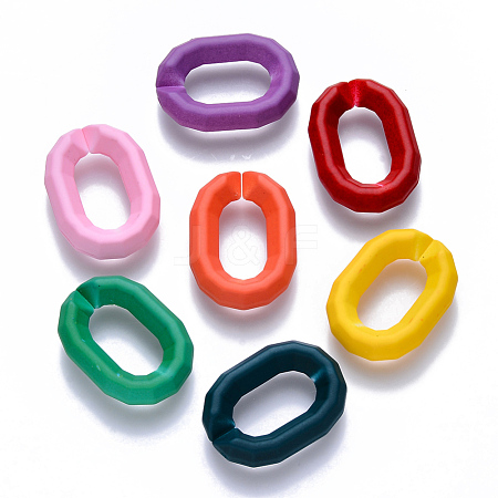 Opaque Spray Painted Acrylic Linking Rings X-OACR-S036-008A-I-1