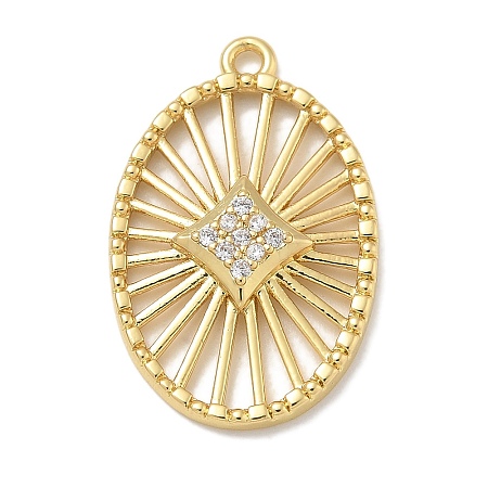 Rack Plating Brass Micro Pave Cubic Zirconia Pendants KK-L224-043G-1