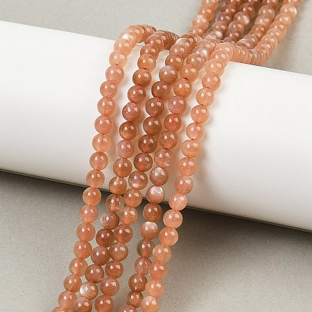 Natural Sunstone Beads Strands G-G066-4mm-1