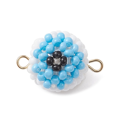 Halloween Glass Peal & Glass Seed Beaded Round Eye Links Connector Charms PALLOY-MZ00948-07-1