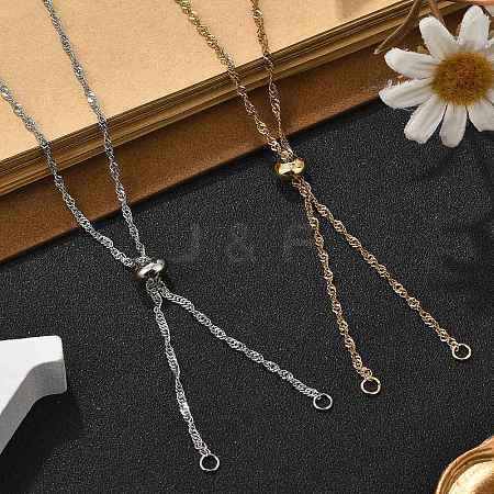 2Pcs 2 Colors 304 Stainless Steel Singapore Chain Necklace Making AJEW-JB01333-1