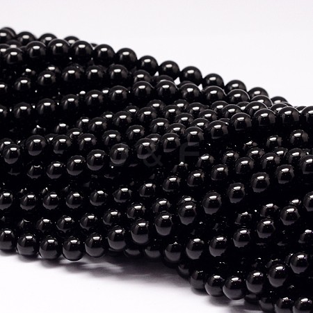 Natural Black Tourmaline Beads Strands X-G-P132-17-8mm-1