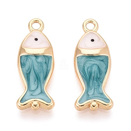 Brass with Enamel Pendants KK-T073-38G-1