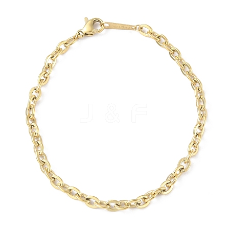 Ion Plating(IP) 304 Stainless Steel Cable Chain Bracelets for Men Women BJEW-M293-07G-1