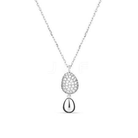TINYSAND 925 Sterling Silver Cubic Zirconia Drop Pendant Necklaces TS-N322-S-1