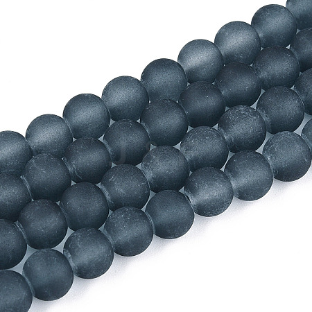 Frosted Transparent Glass Beads Strands GLAA-S031-8mm-12-01-1