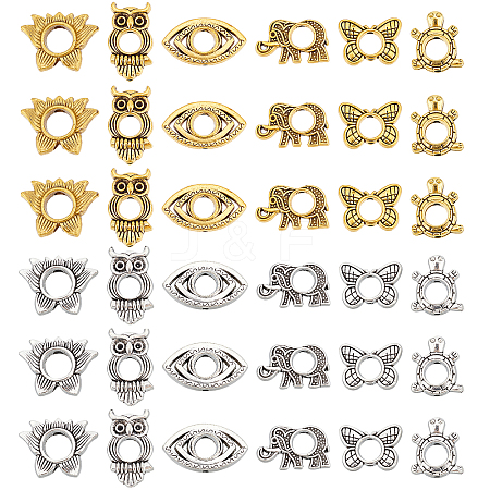   96Pcs 12 Style Tibetan Style Alloy Bead Frame TIBE-PH0002-11-1