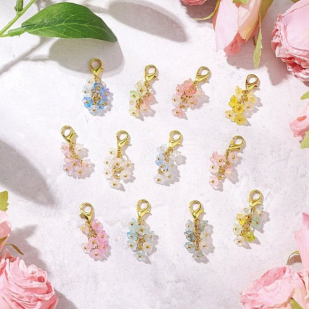 12Pcs Frosted Acrylic Flower Pendant Decorations AC-CJ1071-G-1