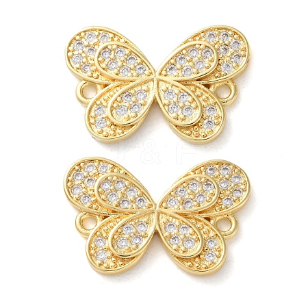 Rack Plating Brass Cubic Zirconia Butterfly Connector Charms KK-C084-31A-G01-1