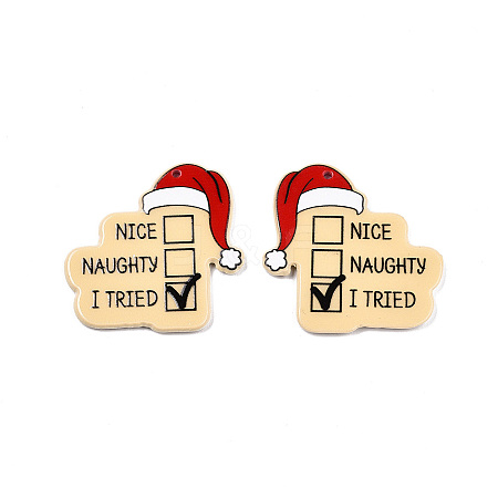 Christmas Series Printed Opaque Acrylic Pendants OACR-Q080-01B-1