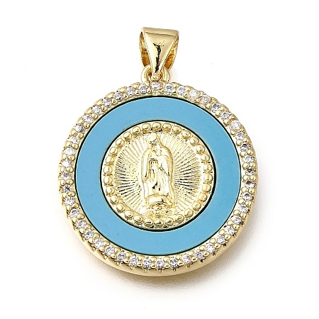 Easter Brass Clear Cubic Zirconia & Acrylic Pendants KK-G602-06G-02-1