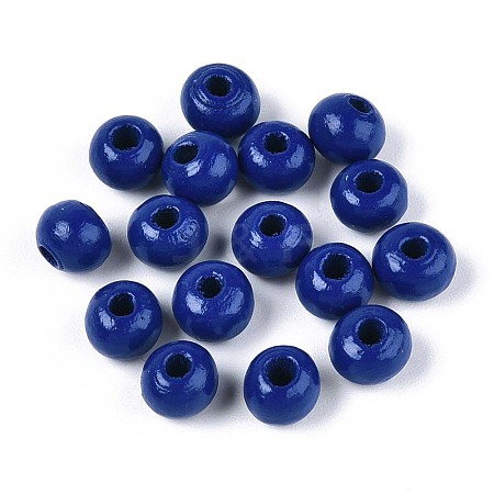 Spray Painted Round Natural Schima Wood Beads WOOD-A018-6mm-17-1