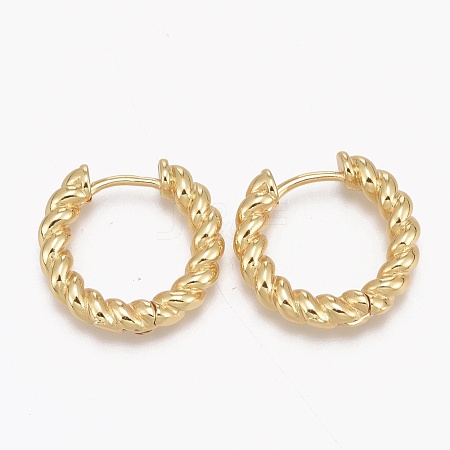 Brass Huggie Hoop Earrings EJEW-L231-31G-1