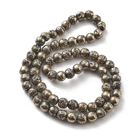 Electroplated Natural Lava Rock Beads Strands G-A251-B01-01J-1