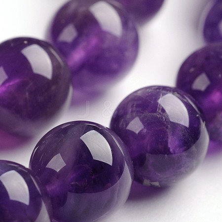 Round Natural Amethyst Gemstone Bead Strands G-J333-01-10mm-1