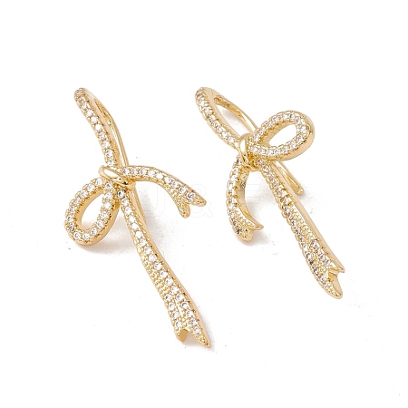 Clear Cubic Zirconia Knot Dangle Earrings EJEW-G296-02G-1