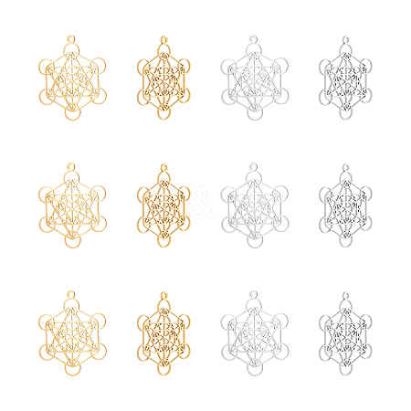 12Pcs 2 Colors 201 Stainless Steel Pendants STAS-UN0059-74-1
