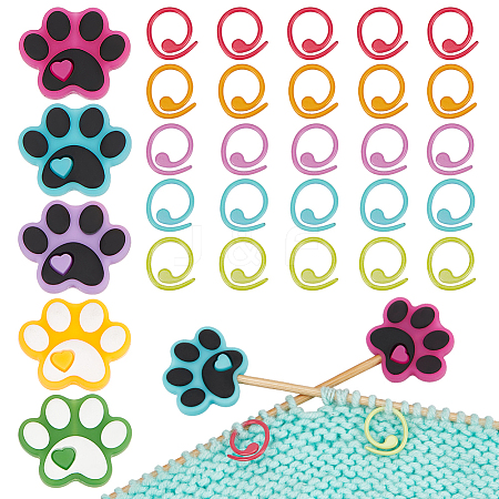  Dog Paw Print Silicone Knitting Needle Stoppers DIY-NB0010-74-1