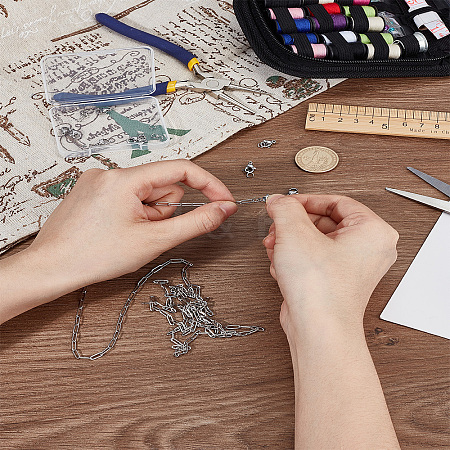 DIY 304 Stainless Steel Paperclip Chains Bracelet & Necklaces Making Kits DIY-LP0004-61-1