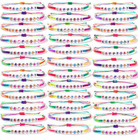 36Pcs Acrylic Beads Braided Bracelets SA1431-4-1