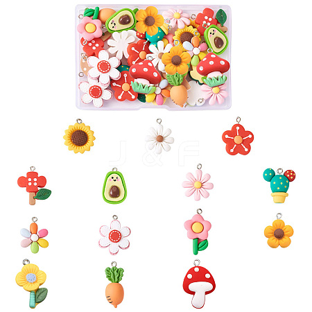 28Pcs 14 Style Resin Pendants RESI-TA0001-41-1