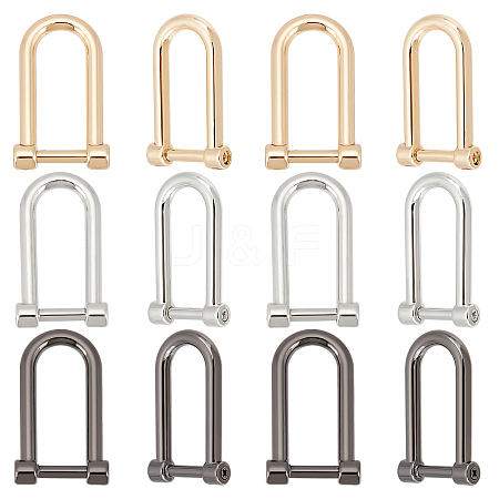 WADORN® 12Pcs 3 Colors Alloy D-Rings with Screw Shackle FIND-WR0005-35-1