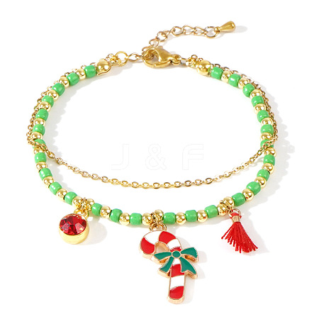 Christmas Glass Multi-Strand Bracelets LS0515-1-1