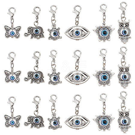  4 Sets Evil Eye Pendant Decorations HJEW-NB0001-68-1