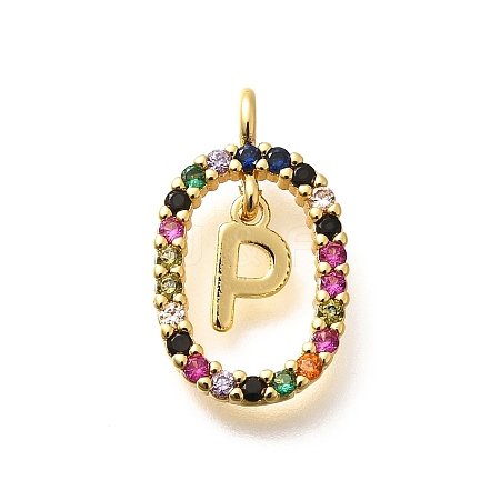 Brass Micro Pave Cubic Zirconia Pendants ZIRC-P123-01G-P02-1